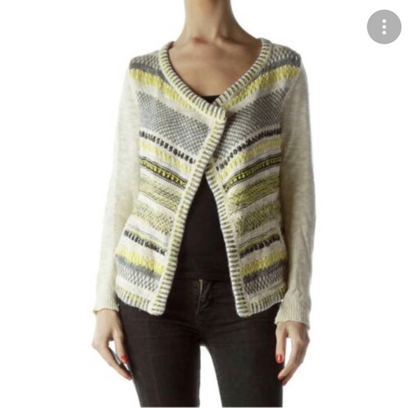 Anthropologie Moth Chaux Stripe Shimmer Open Cardigan Sweater Small - Picture 4 of 7